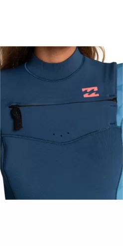 BILLABONG WOMENS – SYNERGY 4/3MM – CHEST ZIP WETSUIT – BLUE WAVE (SIZE EU6 ONLY) -Surf Series Store 2022 Billabong Womens Synergy 43mm Chest Zip Wetsuit Z44G14 Blue Wave zip detail.350x700