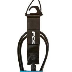 FCS Leash – 6ft / 7ft / 8ft – Regular – Black -Surf Series Store FCS leash closeup