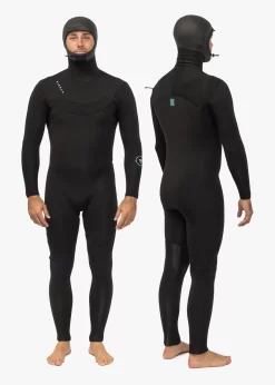 VISSLA – NEW SEAS WETSUITS – V-ZIP – 5.4 MM HOODED -Surf Series Store MW433NEH BLK