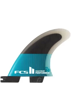 FCS FINS II PERFORMER PC TEAL/BLACK QUAD REAR / SIDE BITES