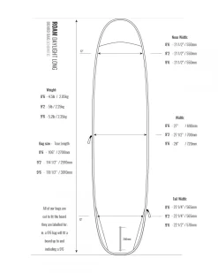 ROAM Daylight Boardbag – Daylight – Longboard – 8’6 / 9’2 / 9’6 -Surf Series Store ROAM DAYLIGHT LONG SCHEMATIC