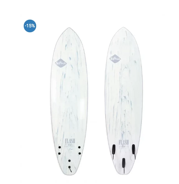 Softech Surfboard – 6’6 – Flash Eric Geiselman – FCS II – 3 Fin – White Marble 1 Softech Surfboard – 6’6 – Flash Eric Geiselman – FCS II – 3 Fin – White Marble