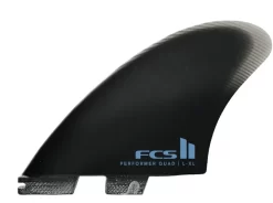 FCS II PERFORMER QUAD SPLIT KEEL PERFORMANCE GLASS FINS LARGE TO EXTRA LARGE BLACK